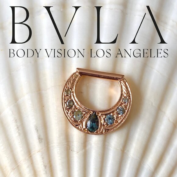 The Boston Tiger BVLA - 14k Solid Rose Hinge Ring for Daith or Septum - Picture 1 of 9